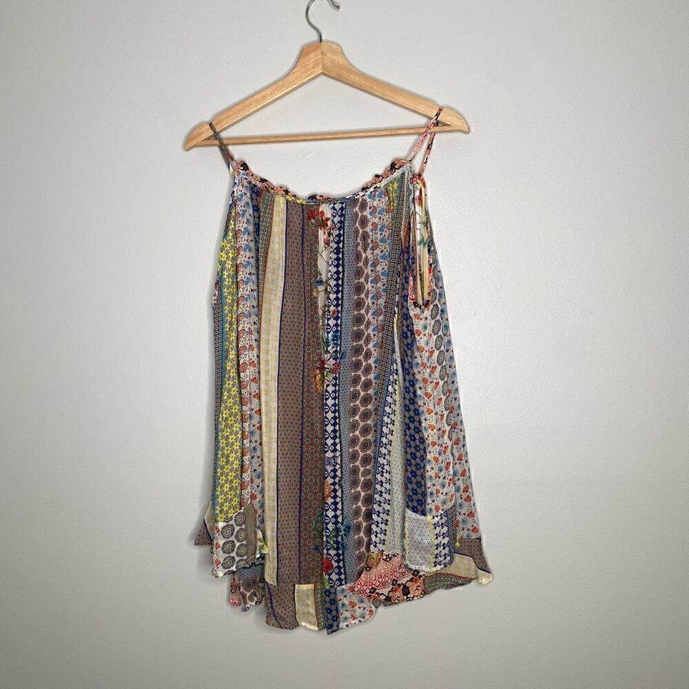 Johnny Was Garden patchwork cold shoulder blouse XL - Picture 4 of 7